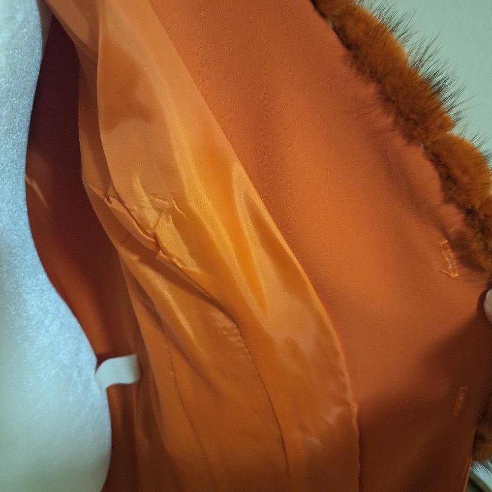 Lily and Taylor Orange Fur-Trimmed Coat - Picture 5 of 8